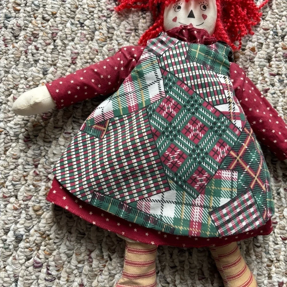 Vintage Raggedy Ann Doll Patchwork Dress Bloomers Handmade Red Plaid Soft RARE